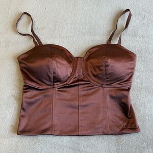 Express Brown Satin Bustier